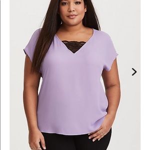 NWT Torrid lavender lace v neck blouse